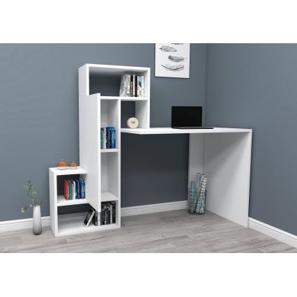 Skrivebord med hylde IRMAK 119x138,6 cm hvid