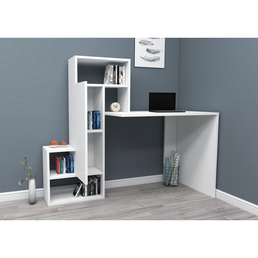 Skrivebord med hylde IRMAK 119x138,6 cm hvid