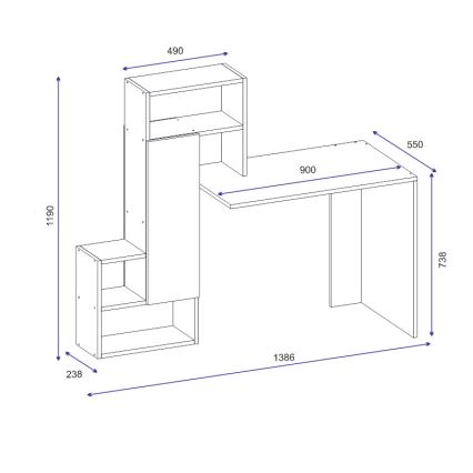 Skrivebord med hylde IRMAK 119x138,6 cm hvid