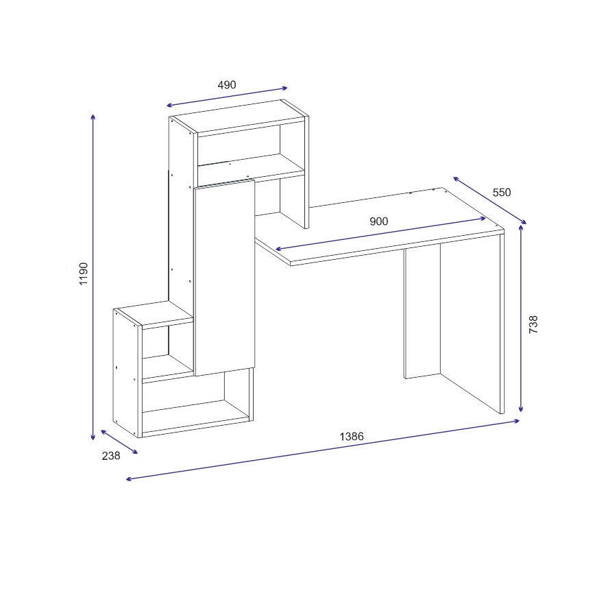 Skrivebord med hylde IRMAK 119x138,6 cm hvid