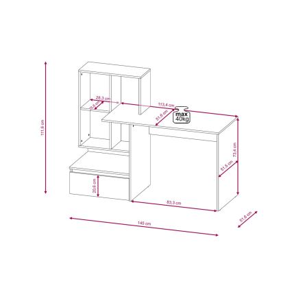 Skrivebord med hylde MARLO eg artisan/hvid