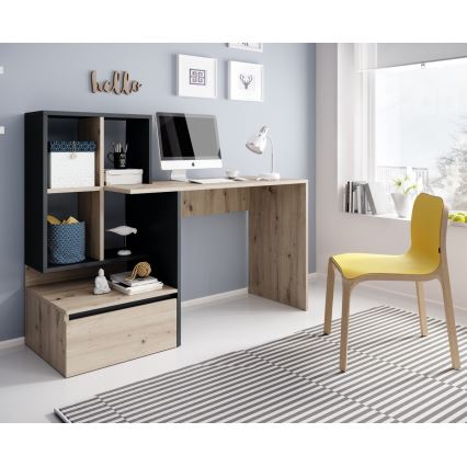 Skrivebord med hylde MARLO i artisan-eg/antracit