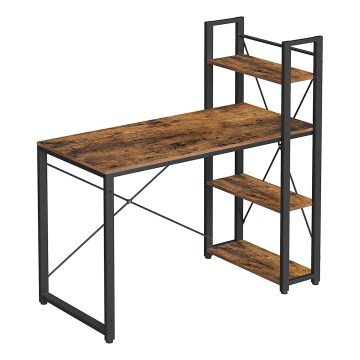Skrivebord med hylder SOLEA brun/sort