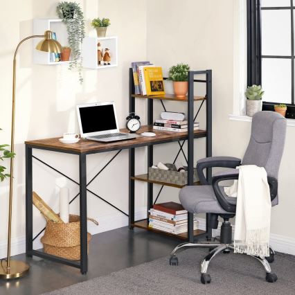 Skrivebord med hylder SOLEA brun/sort