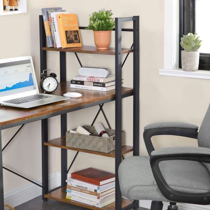 Skrivebord med hylder SOLEA brun/sort