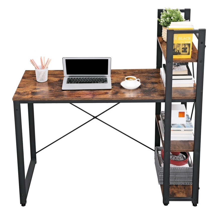 Skrivebord med hylder SOLEA brun/sort