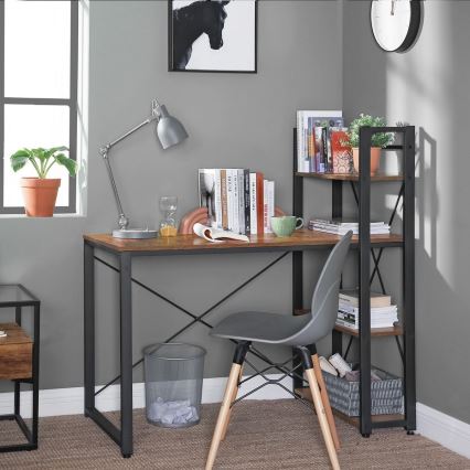 Skrivebord med hylder SOLEA brun/sort