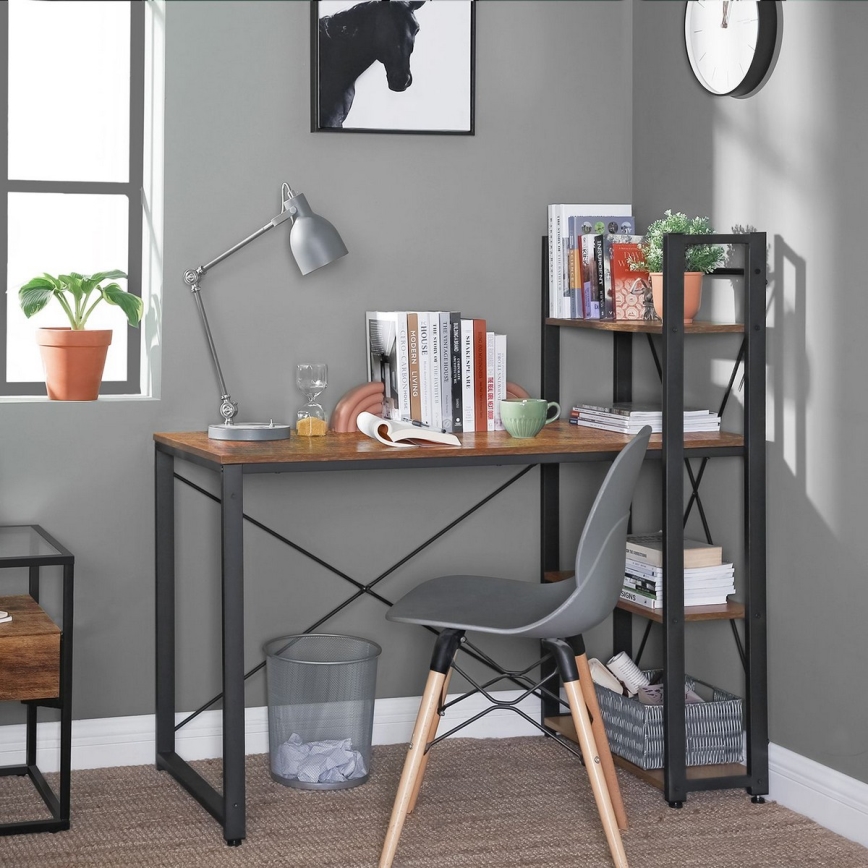 Skrivebord med hylder SOLEA brun/sort