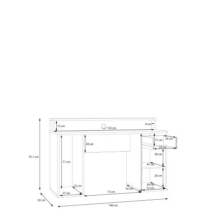 Skrivebord med integreret belysning IVAR, hvid