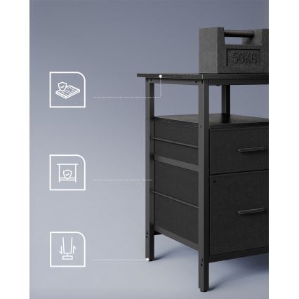 Skrivebord med LED-belysning SOLEA-X, brun/sort