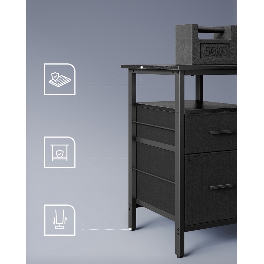 Skrivebord med LED-belysning SOLEA-X, brun/sort