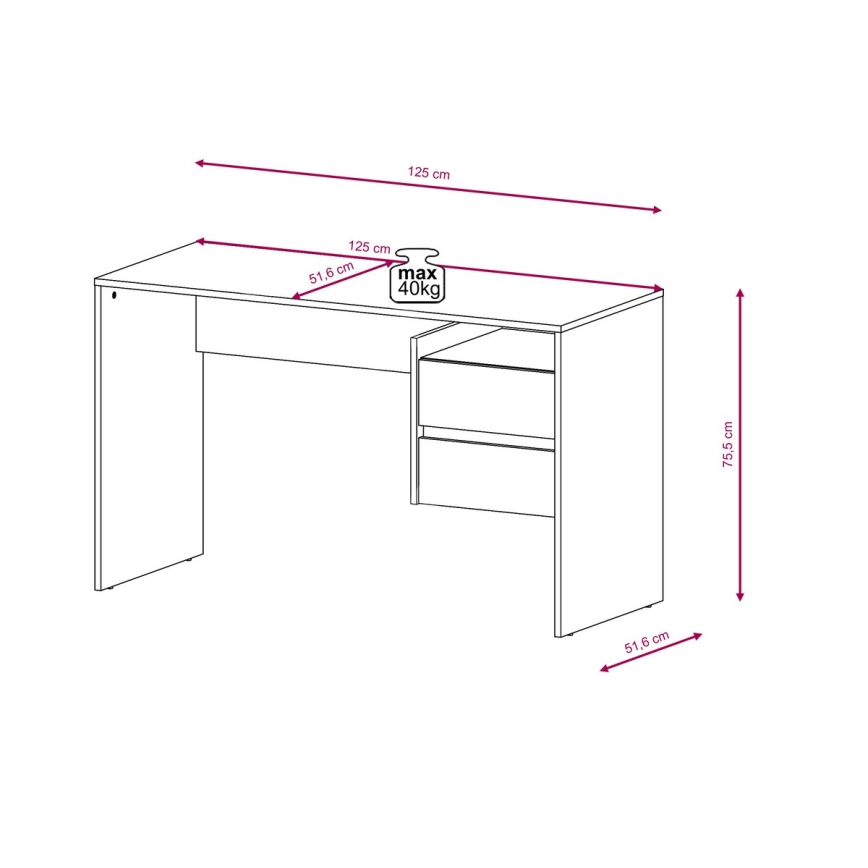 Skrivebord med skuffer MARLO eg artisan/hvid