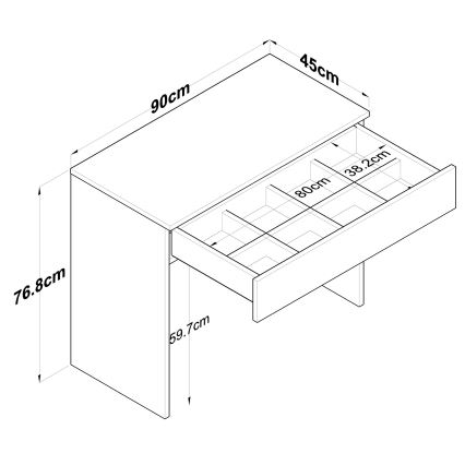 Skrivebord RANI 90x76,8 cm hvid