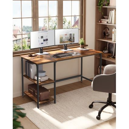 Skrivebord SOLEA 140x60 cm brun/sort
