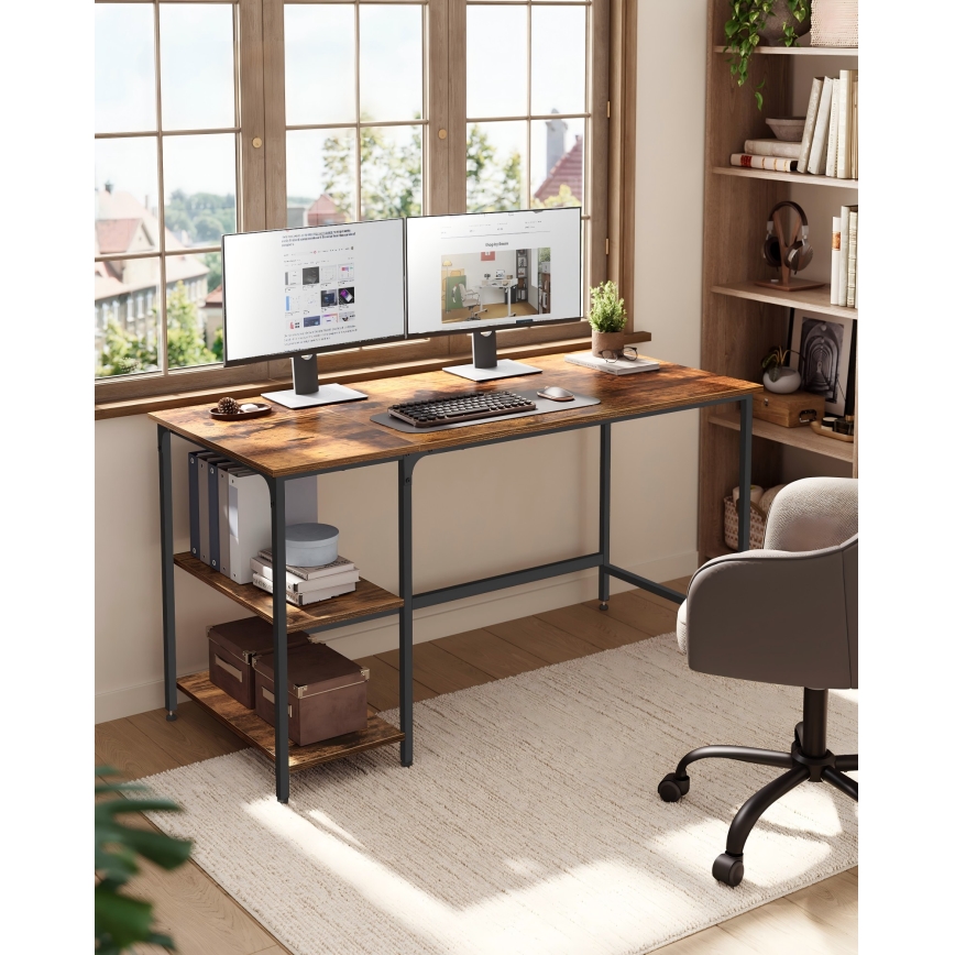 Skrivebord SOLEA 140x60 cm brun/sort