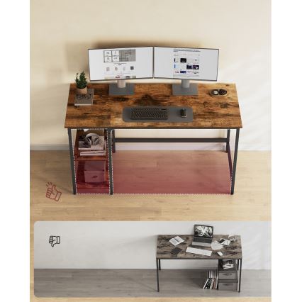 Skrivebord SOLEA 140x60 cm brun/sort