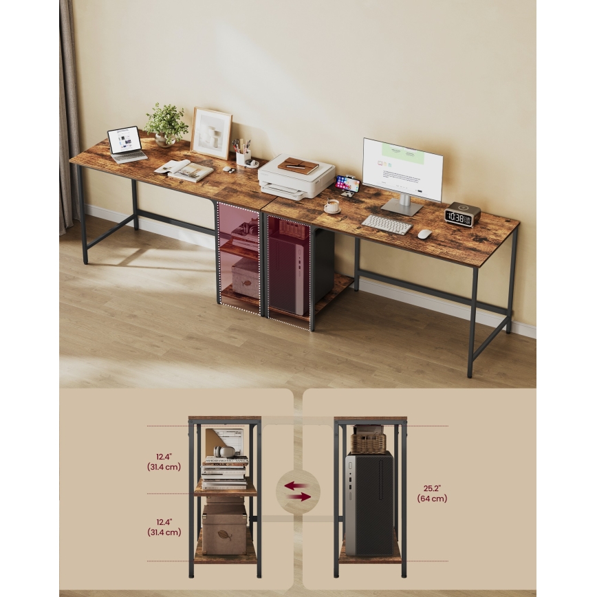 Skrivebord SOLEA 140x60 cm brun/sort