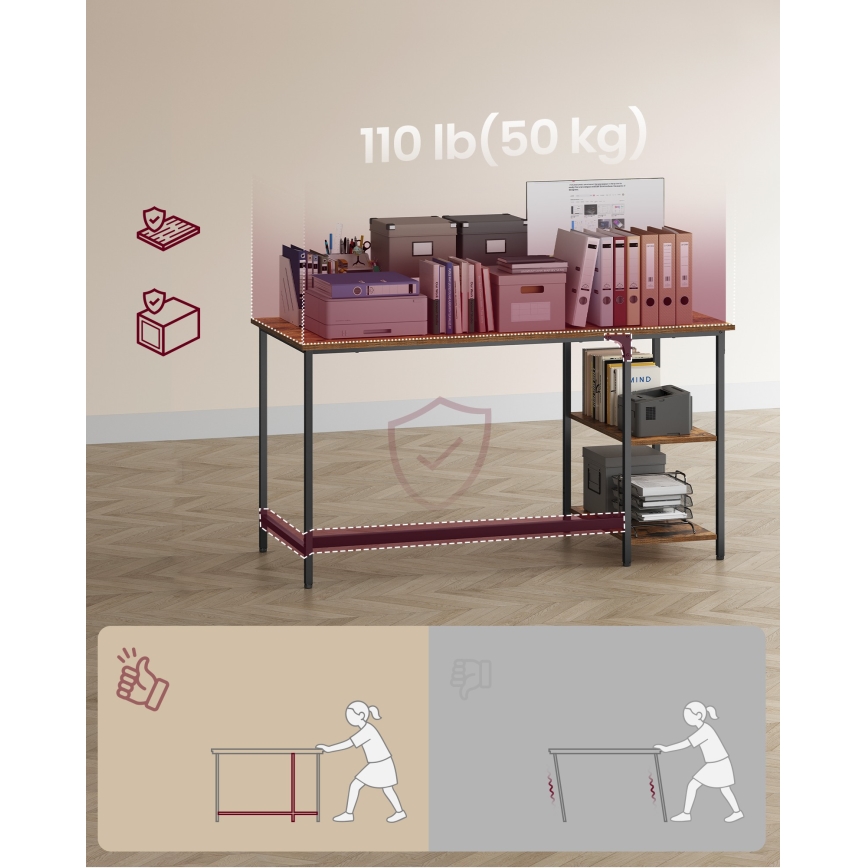 Skrivebord SOLEA 140x60 cm brun/sort