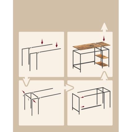 Skrivebord SOLEA 140x60 cm brun/sort