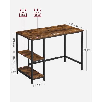 Skrivebord SOLEA brun/sort