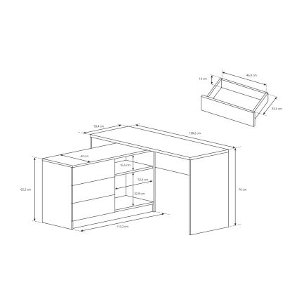Skrivebord TUNGO hvid