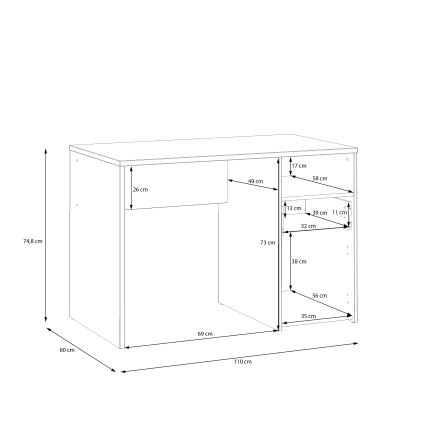 Skrivebord URO eg artisan/hvid