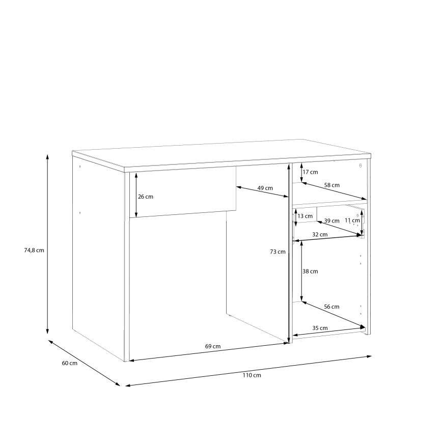 Skrivebord URO eg artisan/hvid