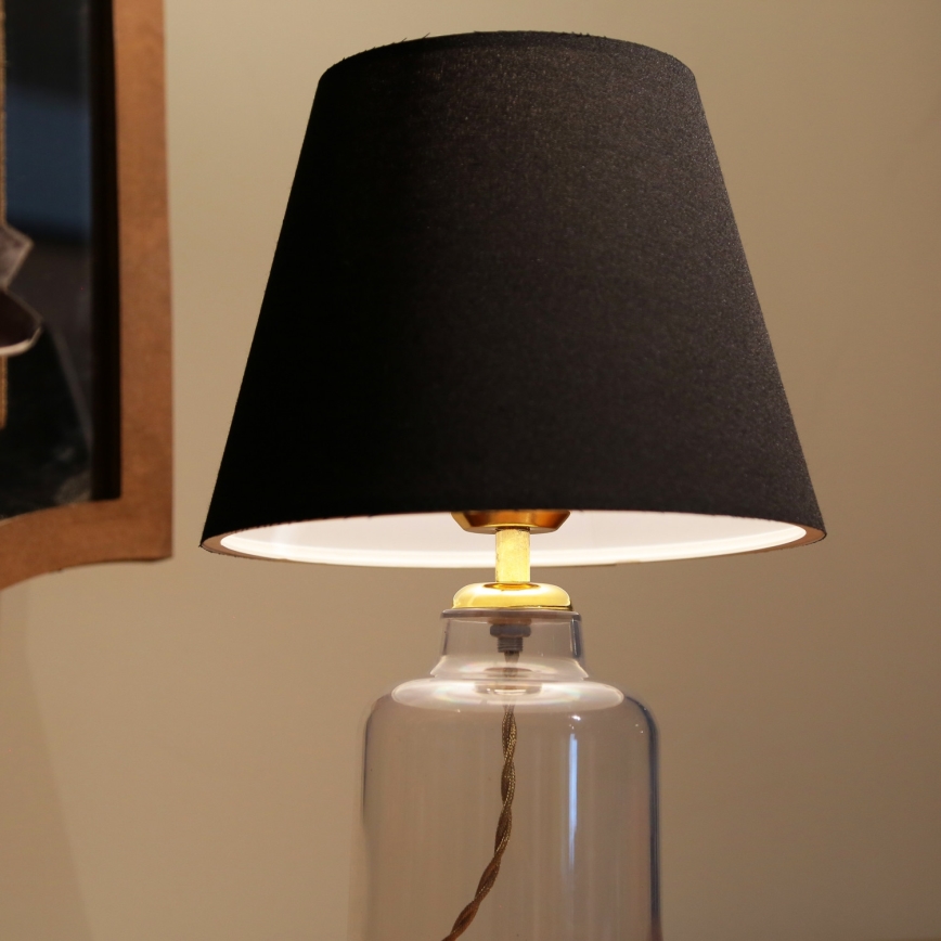 Skrivebordslampe AYD 1xE27/40W/230V sort/gennemsigtig