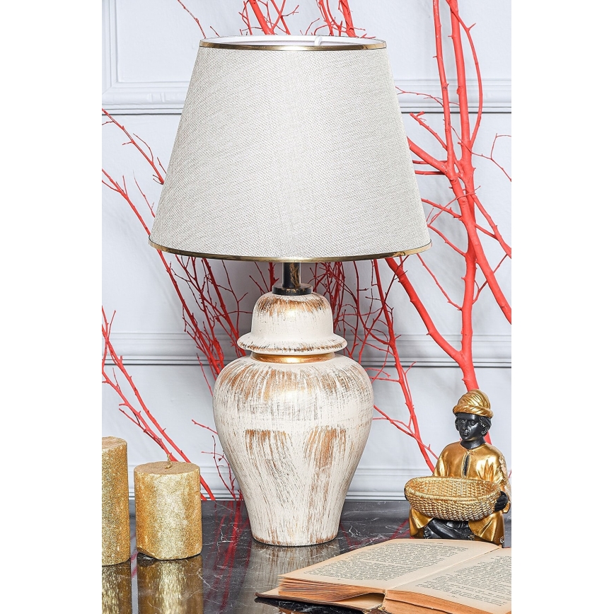 Skrivebordslampe RAMZES 1xE27/40W/230V creme/guld