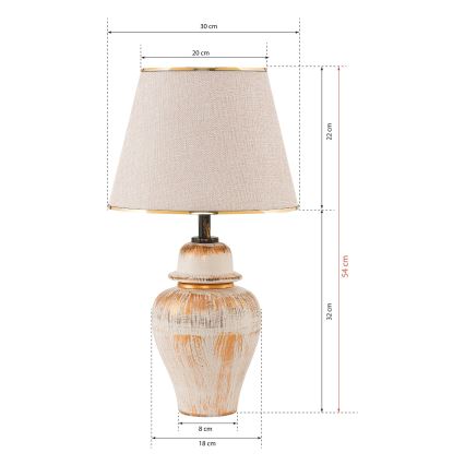 Skrivebordslampe RAMZES 1xE27/40W/230V creme/guld