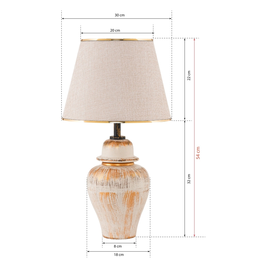 Skrivebordslampe RAMZES 1xE27/40W/230V creme/guld