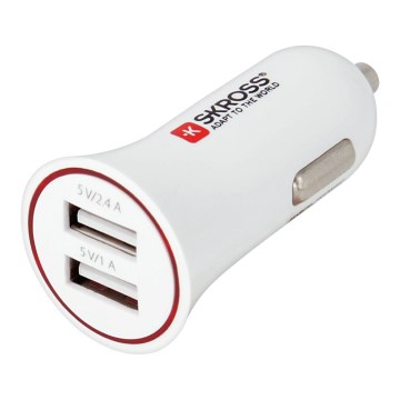 SKROSS - Biloplader 2xUSB/3400mA/12-24V/5V
