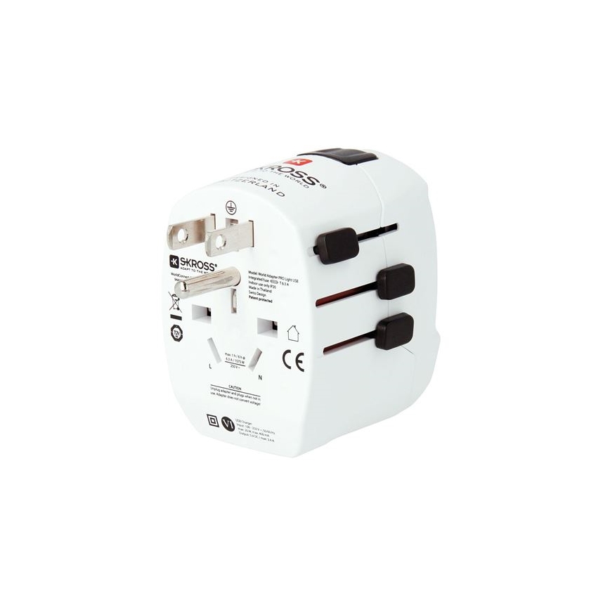 Rejseadapter PRO Light USB AC45PD - World, UK+USA+AUS/CN USB A+C 45W