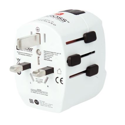 Rejseadapter PRO Light USB AC45PD - World, UK+USA+AUS/CN USB A+C 45W