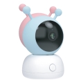 Smart babymonitor med bevægelsessensor, 2K-opløsning, 5V strømforsyning, Wi-Fi (Tuya), lyserød/blå