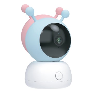 Smart babymonitor med bevægelsessensor, 2K-opløsning, 5V strømforsyning, Wi-Fi (Tuya), lyserød/blå