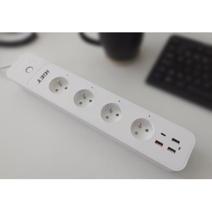 Smart extension kabel med kontakt 1,5 m 4Z + 4xUSB Wi-Fi