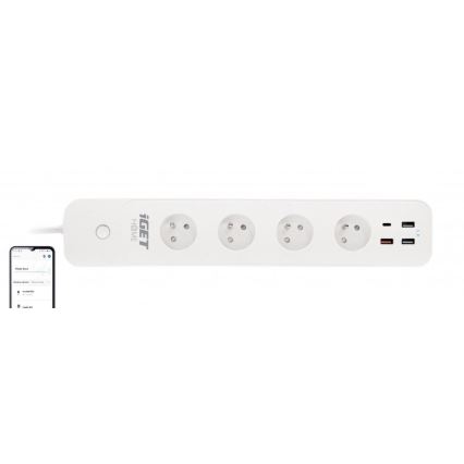 Smart extension kabel med kontakt 1,5 m 4Z + 4xUSB Wi-Fi