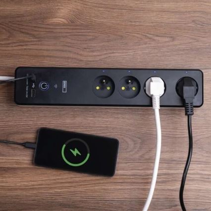 Smart forlængerkabel med kontakt GoSmart 4Z + 1xUSB-A + 1xUSB-C 2 m Wi-Fi Tuya