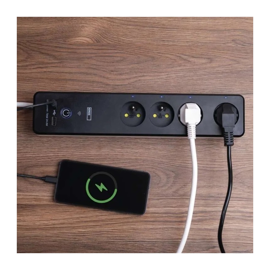 Smart forlængerkabel med kontakt GoSmart 4Z + 1xUSB-A + 1xUSB-C 2 m Wi-Fi Tuya