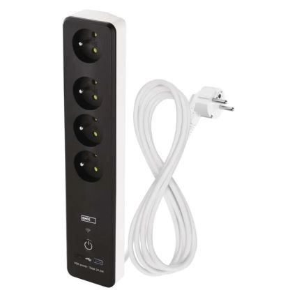 Smart forlængerkabel med kontakt GoSmart 4Z + 1xUSB-A + 1xUSB-C 2 m Wi-Fi Tuya