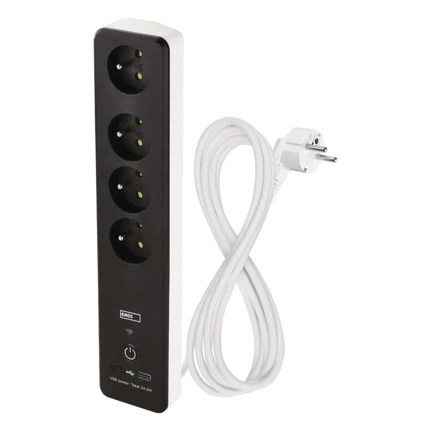 Smart forlængerkabel med kontakt GoSmart 4Z + 1xUSB-A + 1xUSB-C 2 m Wi-Fi Tuya