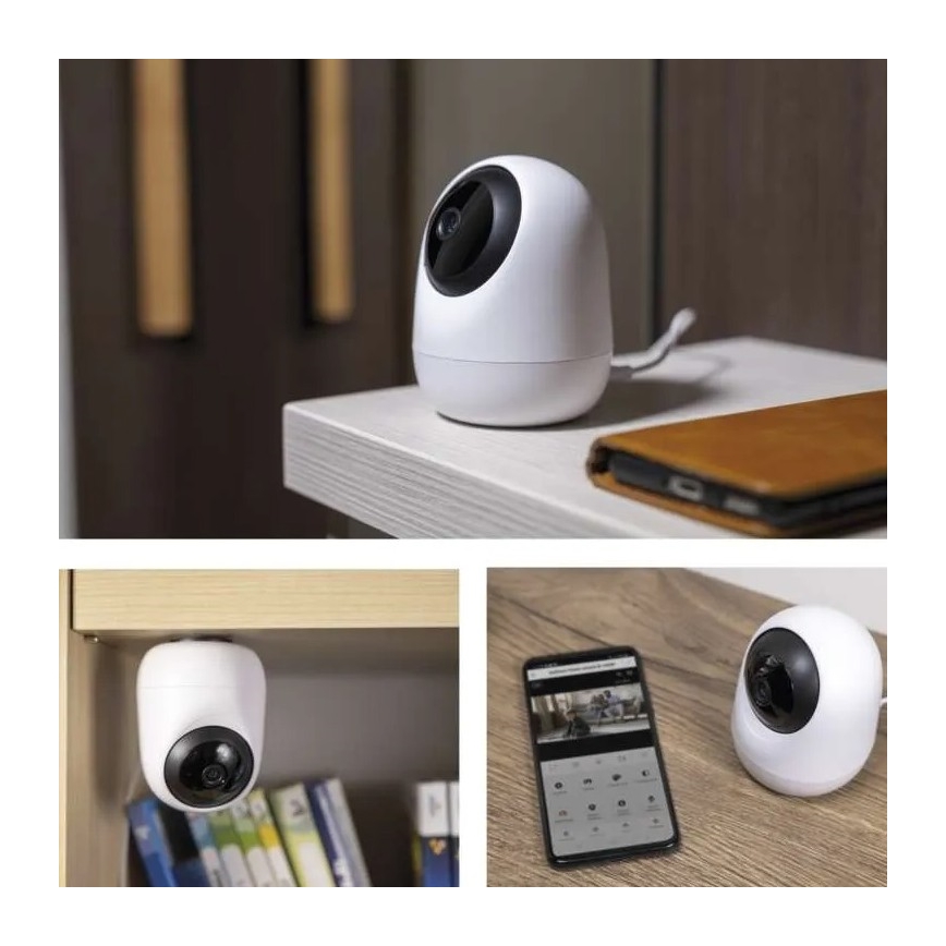 Smart indendørs swivel kamera med bevægelsessensor GoSmart 5V Wi-Fi Tuya hvid
