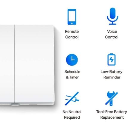 Smart lysafbryder med to knapper, 2xAAA