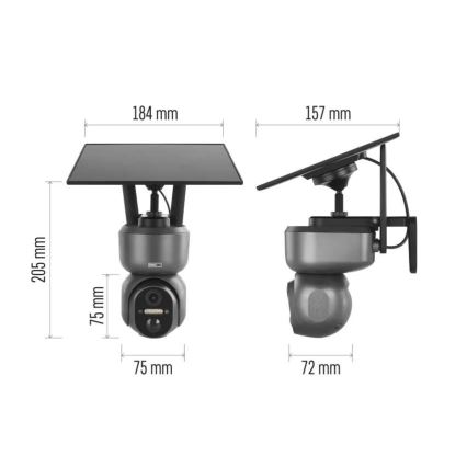 Smart solcellekamera med GoSmart-sensor, 4G/LTE, 10400 mAh, 5 V, IP65, Tuya-kompatibelt