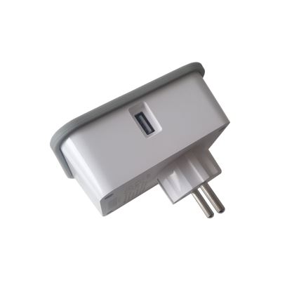 Smart-stik med forbrugsmåling 3680W/230V + 2xUSB/12W/5V Wi-Fi