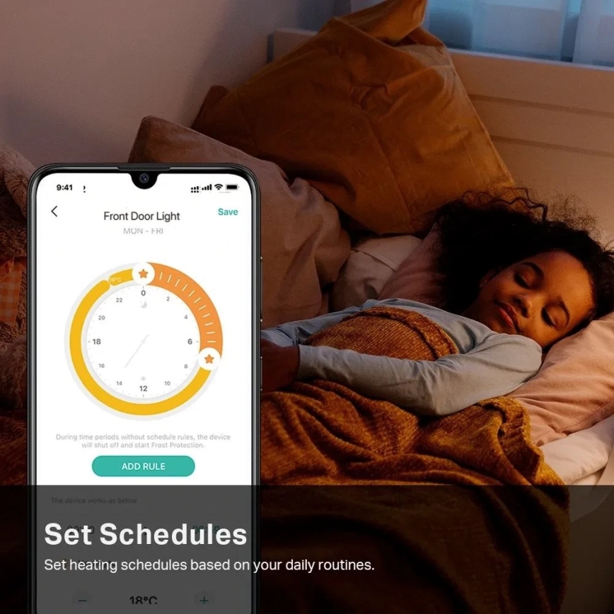 Smart termostatisk ventilhoved med LCD-display, 2x AA, Tuya