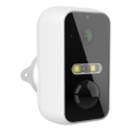 Smart udendørskamera med bevægelsessensor, 2K-opløsning, 9600 mAh batteri, IP65, Wi-Fi, Tuya, hvid