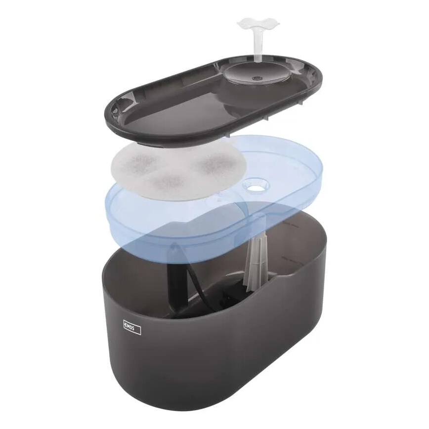 Smart vanddispenser til kæledyr 2,6 l/5V grå Wi-Fi