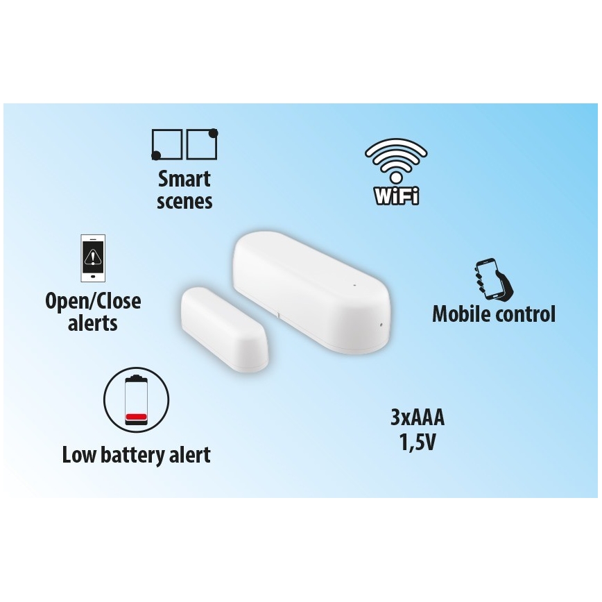 Smart vindues- og dørsensor 2xAAA Wi-fi Tuya